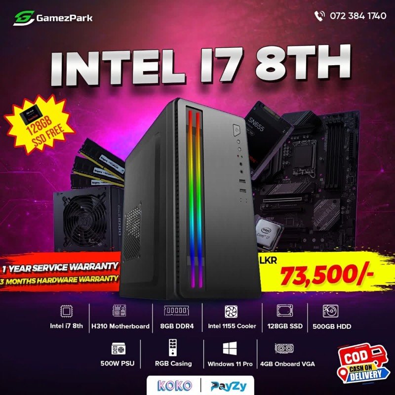 Intel i7 8th gen computer