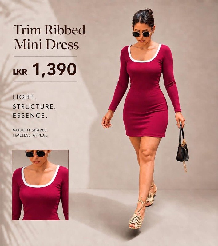 Trim Ribbed Mini Dress
