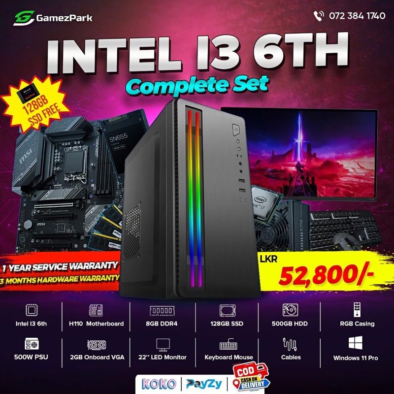 Intel i3 6th gen computer