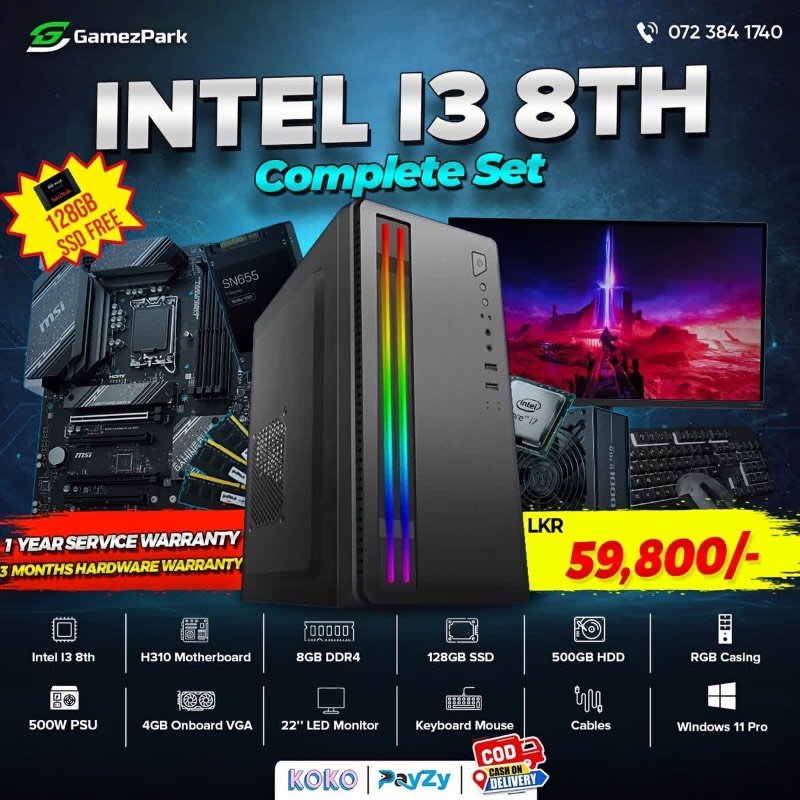Intel i3 8th gen computer