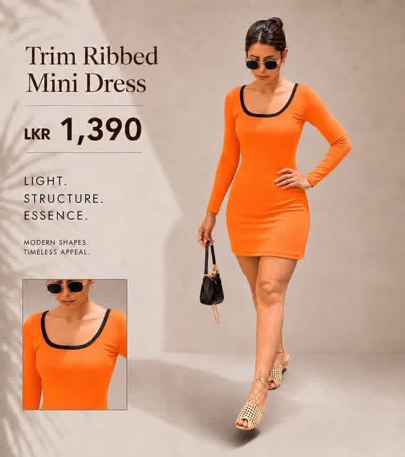 Trim Ribbed Mini Dress