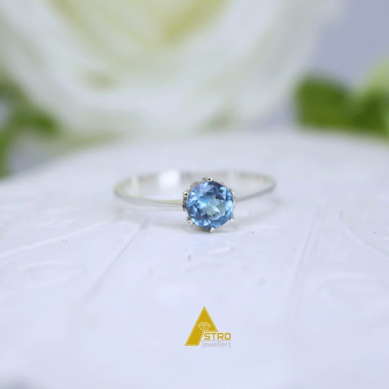 Pure silver Blue topaz  gemstones ladies ring