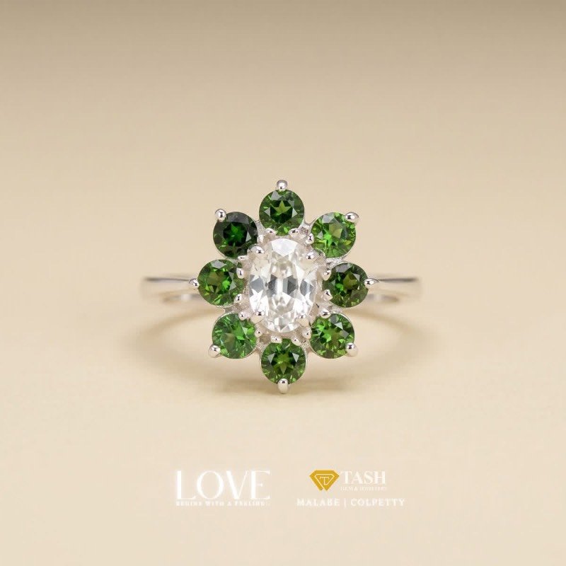 Palladium Silver & Natural Sapphires ring