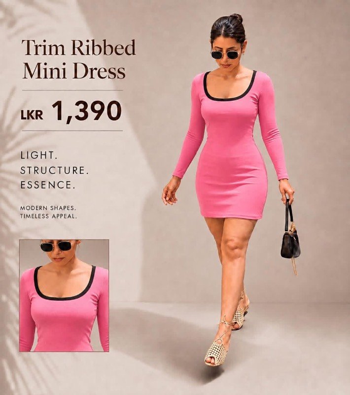 Trim Ribbed Mini Dress